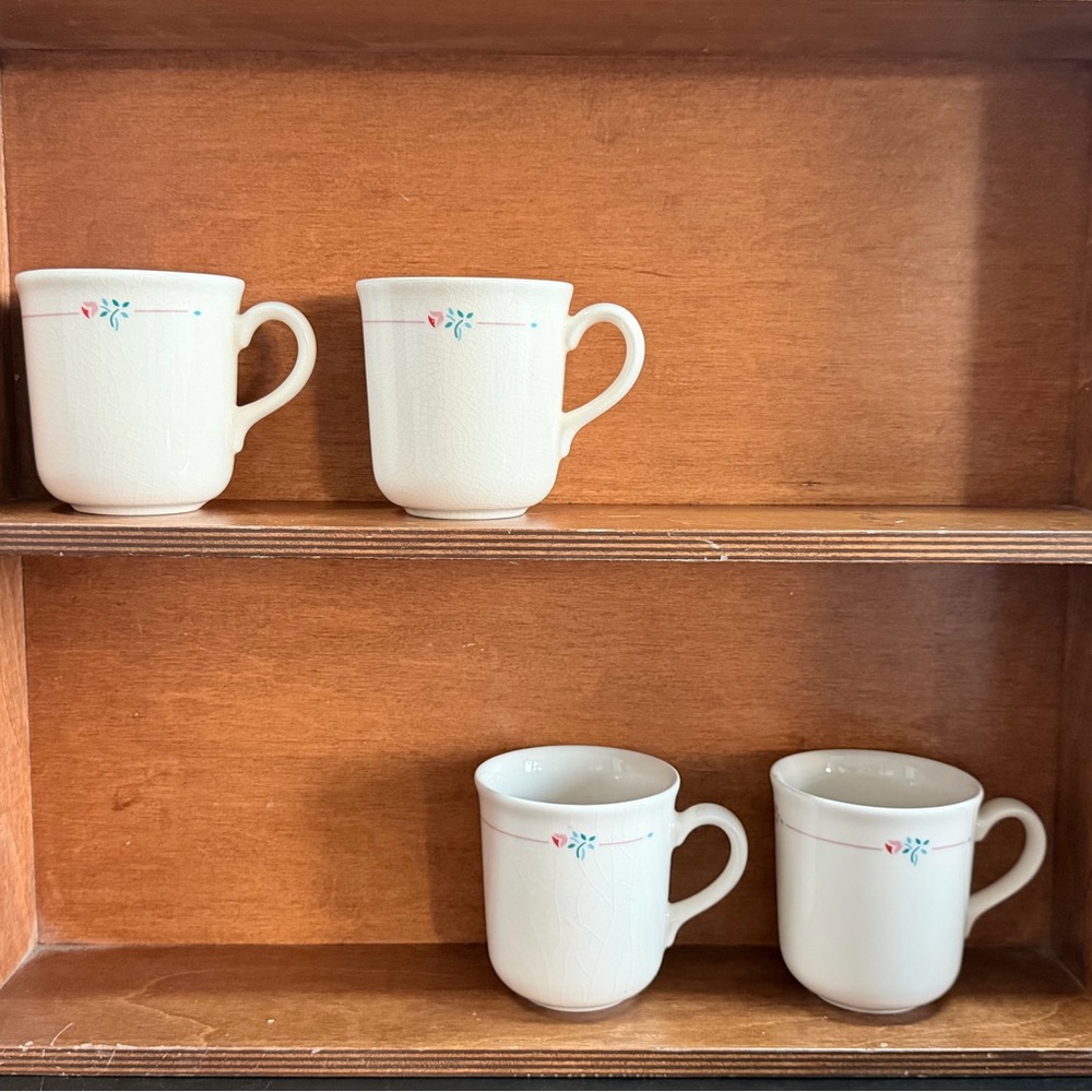 Vintage Corning Floral Mugs – Set of 4 – Made in USA